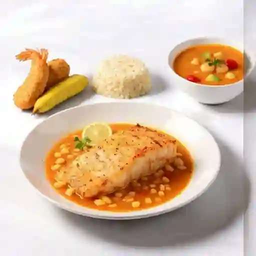 Salmón Gratinado en Salsa de Camarones