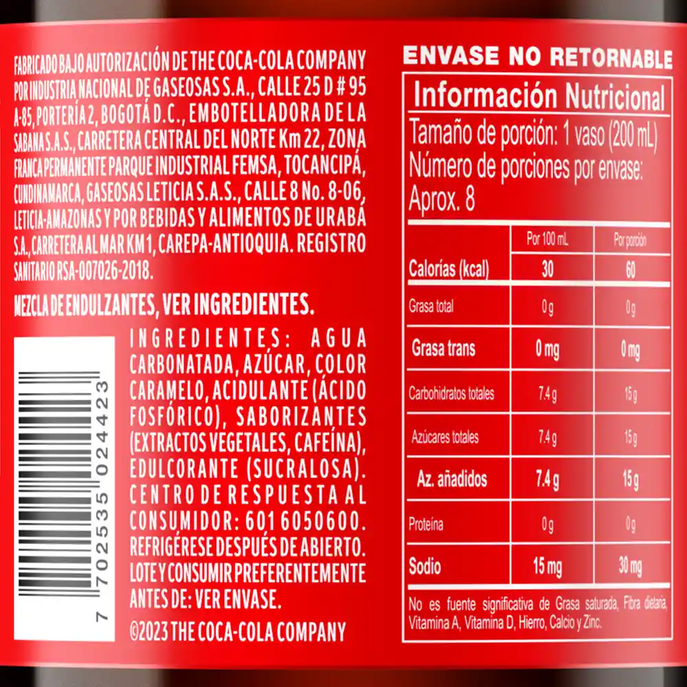 Coca-Cola Gaseosa Original 1.5L