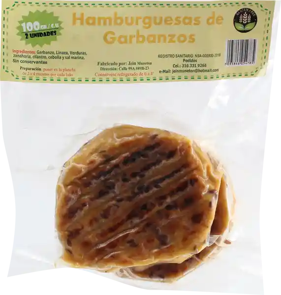 Gluten Free Hamburguesa Garbanzo