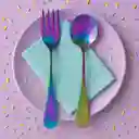 Set de Cubiertos Tenedor y Cuchara Mis Pastelitos Morado Miniso
