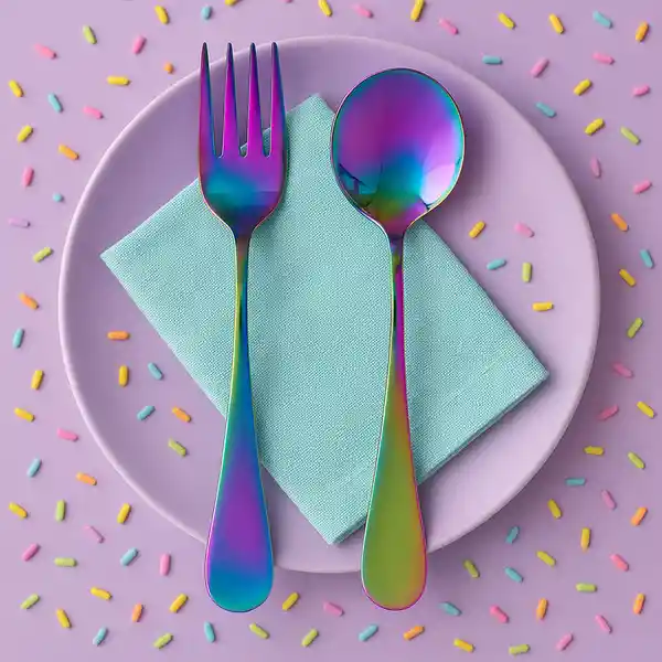 Set de Cubiertos Tenedor y Cuchara Mis Pastelitos Morado Miniso