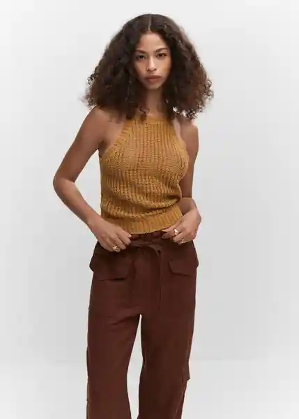 Top Fusta Tabaco Talla S Mujer Mango