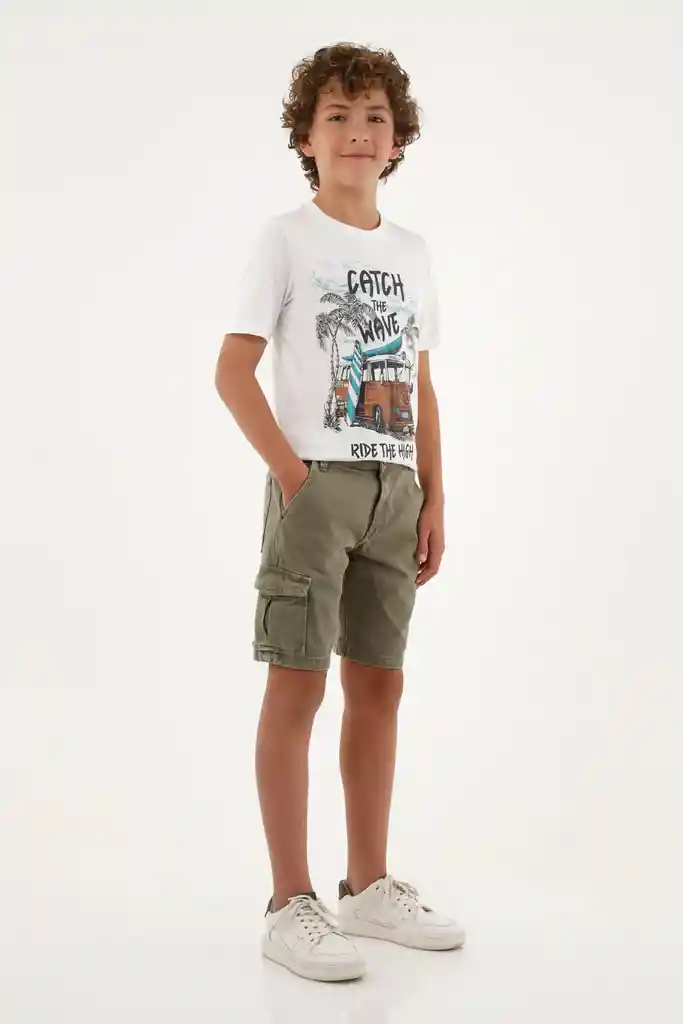 Bermuda Verde Con Bolsillos Cargo Para Hombre