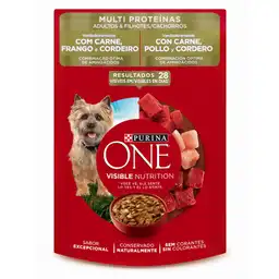 Comida húmeda para perros cachorros y adultos sabor a Carne, pollo y cordero Purina One x 85gr