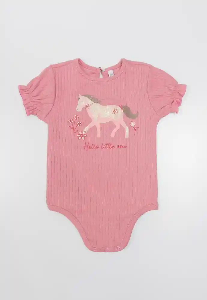 Body Manga Corta 0/3 Meses-rosado