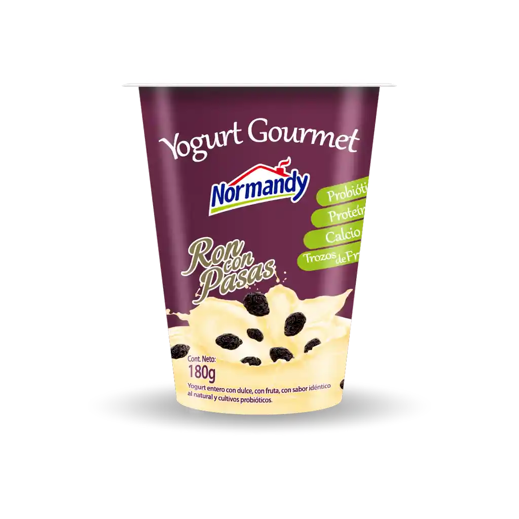 Normandy Yogurt Gourmet Sabor Ron con Pasas