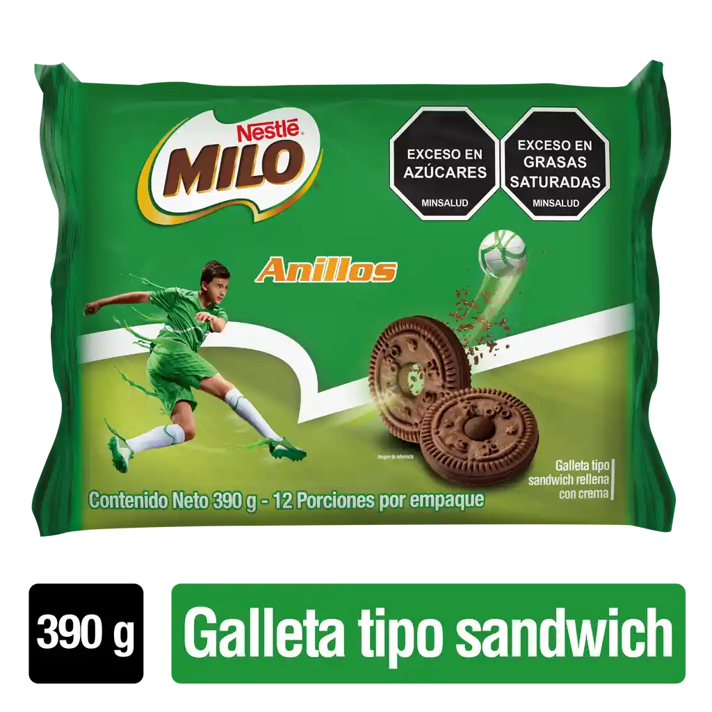 Galletas MILO Anillos rellenas con crema 12 Unds x 390g