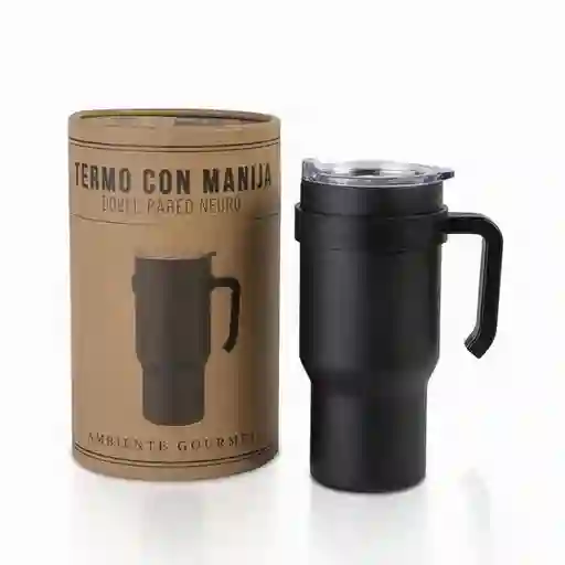 Termo Manija Doble Pared Negro 21839 Ambiente Gourmet