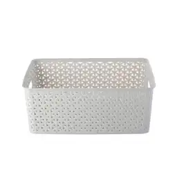 Canasto Simil Rattan Gri 36.5x30.5x13 Cm