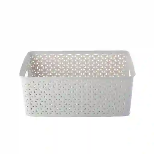 Canasto Simil Rattan Gri 36.5x30.5x13 Cm