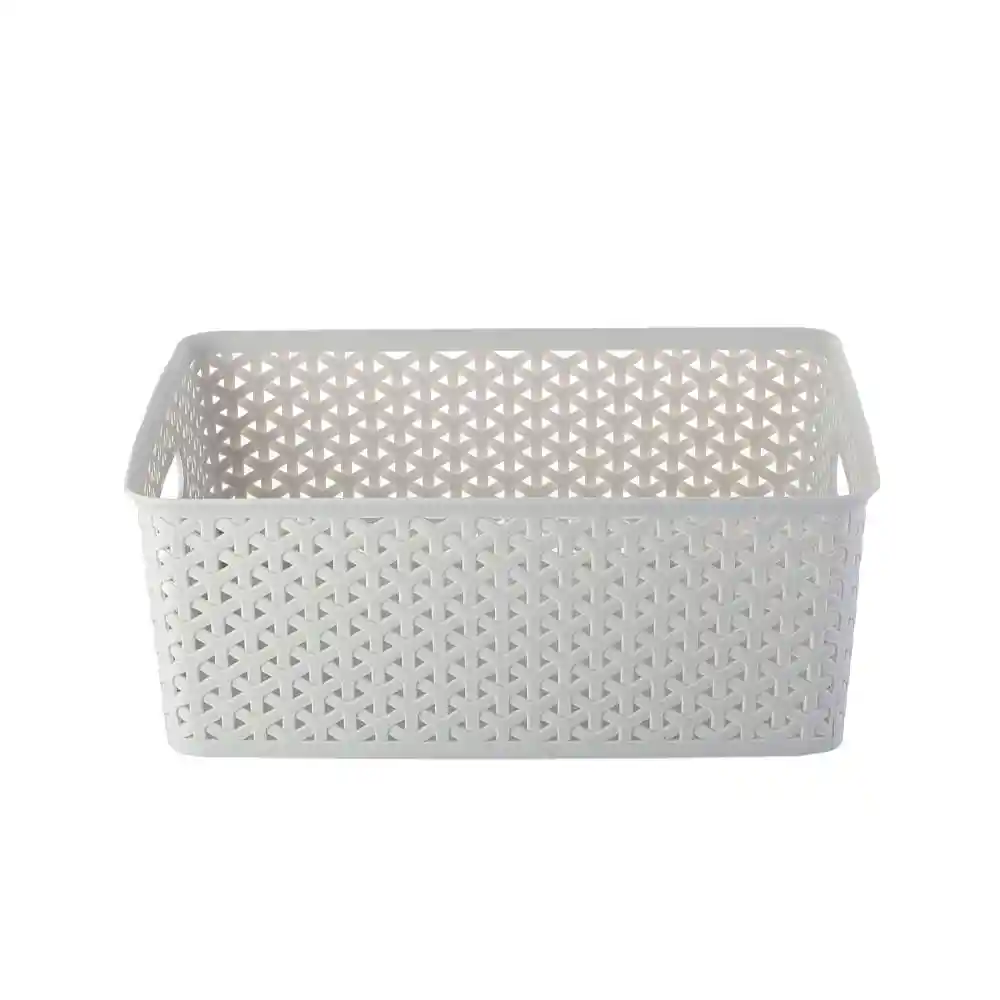 Canasto Simil Rattan Gri 36.5x30.5x13 Cm