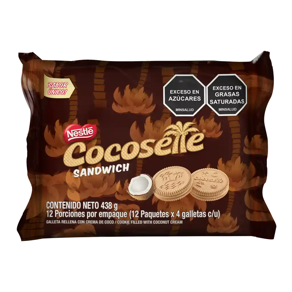Galletas COCOSETTE Sándwich rellenas con crema de coco 12 Unds x 438g