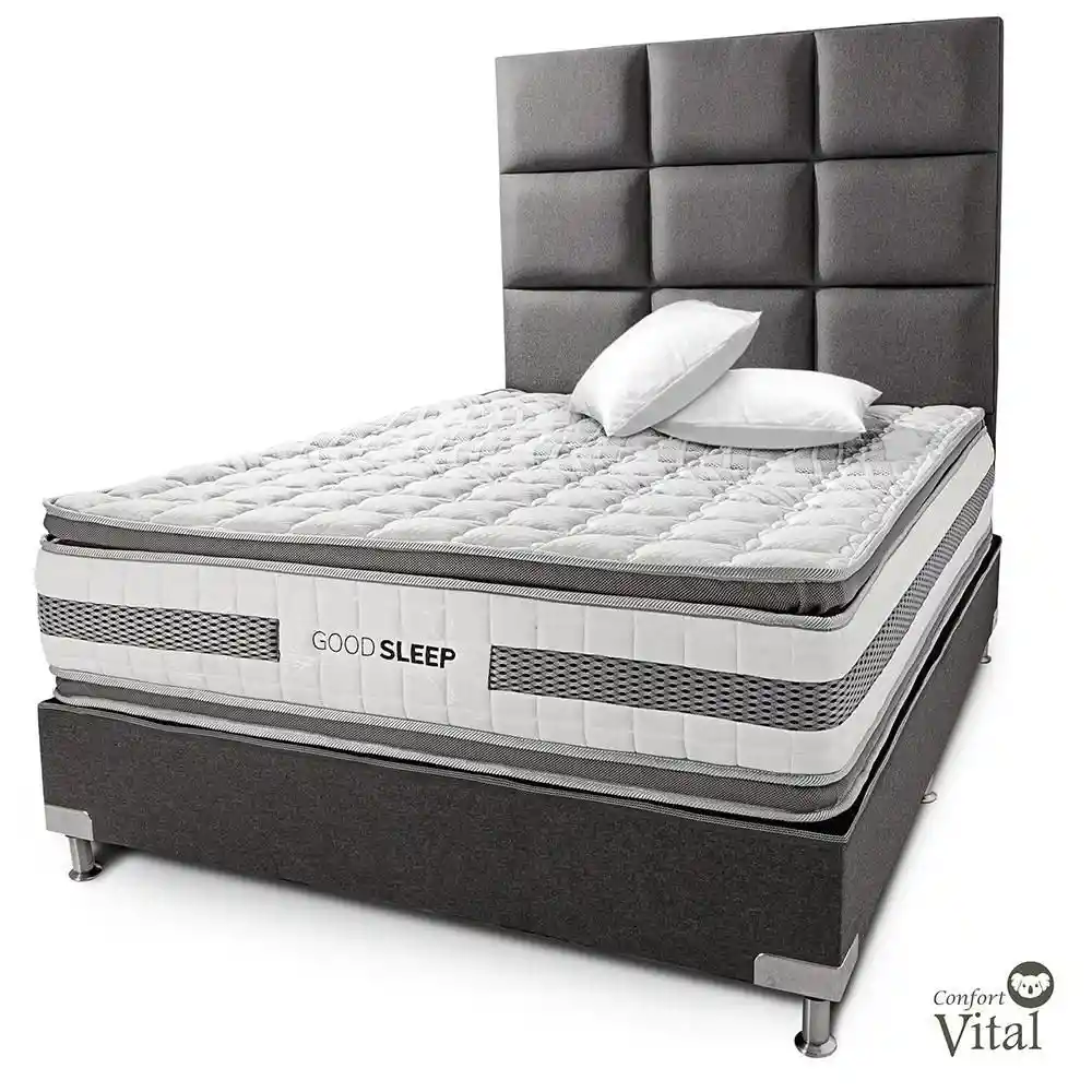 Combo Colchon Confort Vital King (200 X 200 Cm) Cgosleep20 Resortado Extrafirme