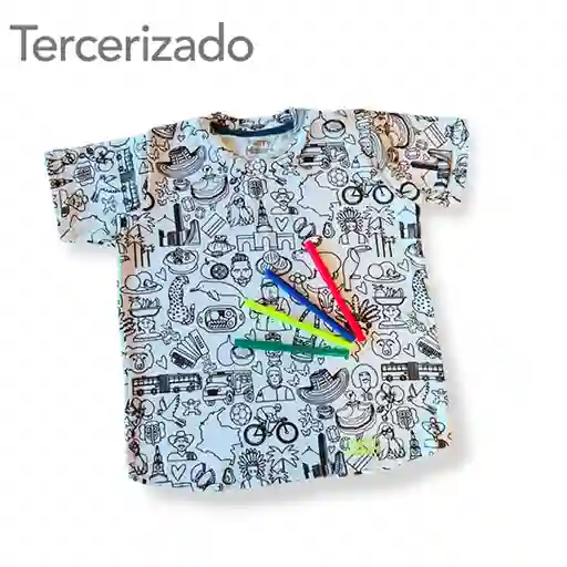 Camiseta Coloreable - Estampado Colombia Talla 4