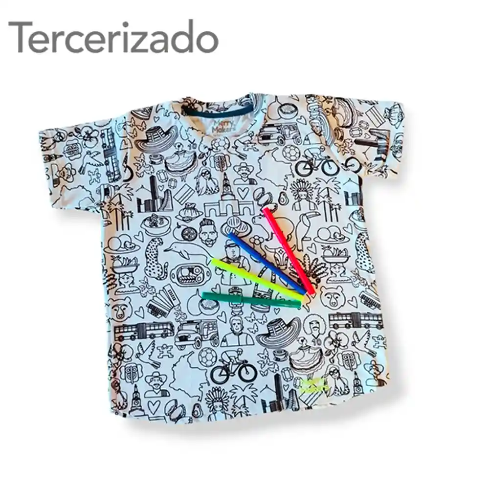 Camiseta Coloreable - Estampado Colombia Talla 4