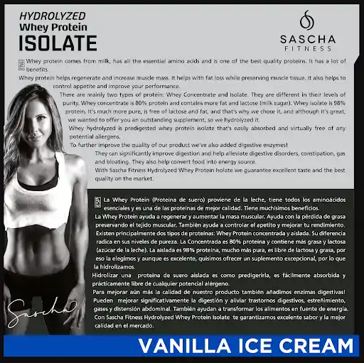 Sascha Fitness Proteína Isolate Sabor Vainilla Hidrolizada