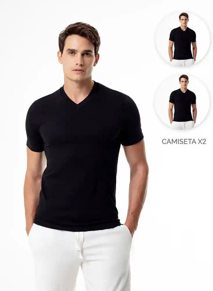 Camisilla Paq. T-shirt Hombre M-negro 799