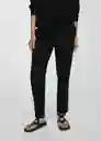 Pantalón Pique Negro Talla L Mujer Mango