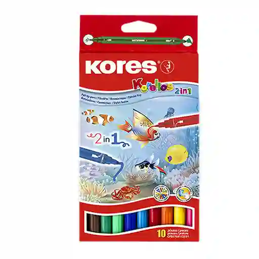 Kores Plumón Korello 2 en 1 10 Colores