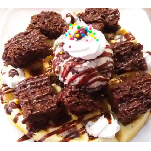 Waffle de Brownies con Helado