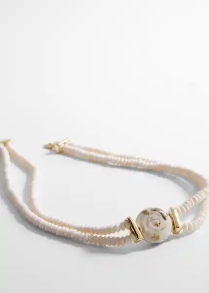 Collar Festi Beige Talla 99 Mujer Mango