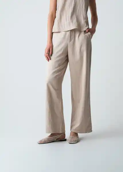 Pantalón Mujer Café Merengue Medio Talla 8 533G083 Naf Naf