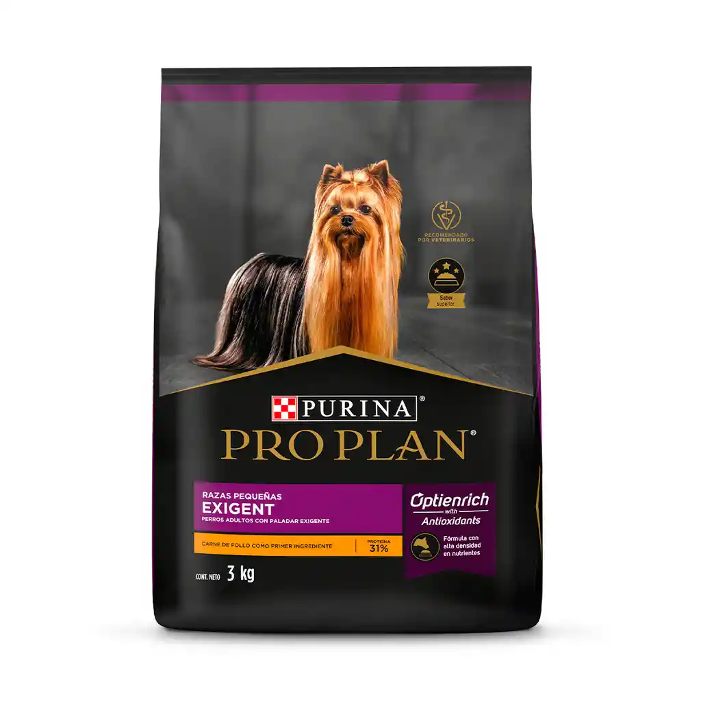 Comida para perros adultos paladares exigentes razas pequeñas Purina Pro Plan x 3 kg