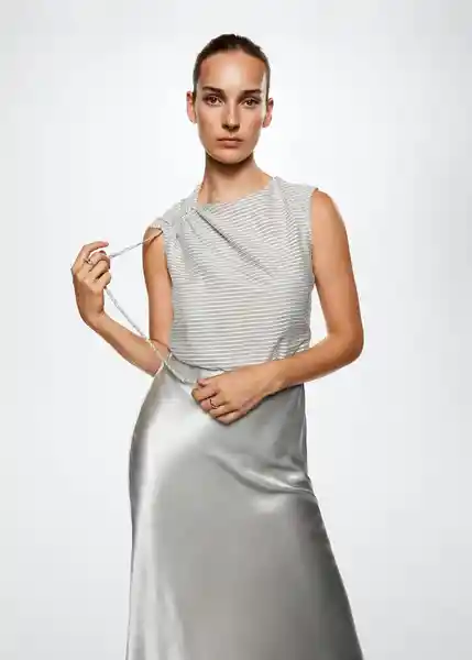 Vestido Raya-A Plata Talla S Mujer Mango