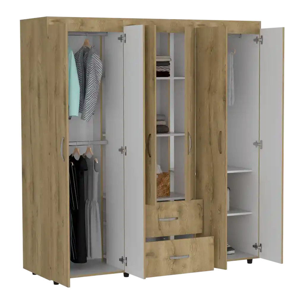 Closet Bariloche 180 X 170 X 50 Rta Blanco + Macadamia