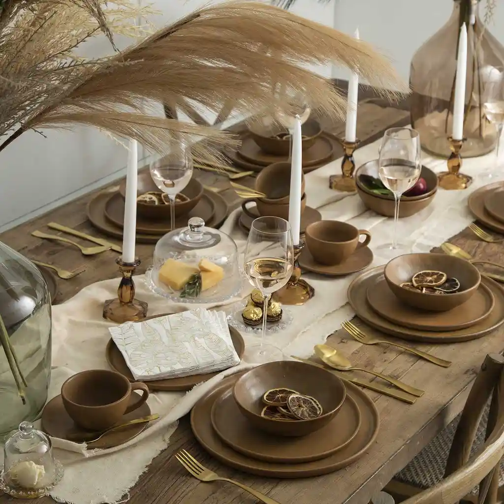Servilleta Silueta Hoja Dorada Ambiente Gourmet