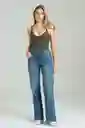 Jean Wide Leg Bolsillo Parche Color Azul Medio Talla 14 Ragged