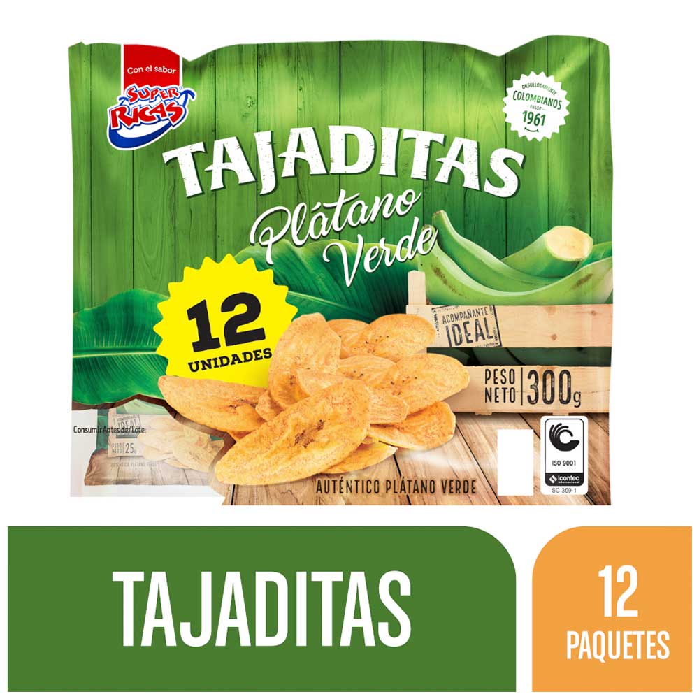 Super Ricas Tajaditas de Plátano Verde Auténtico 300 g