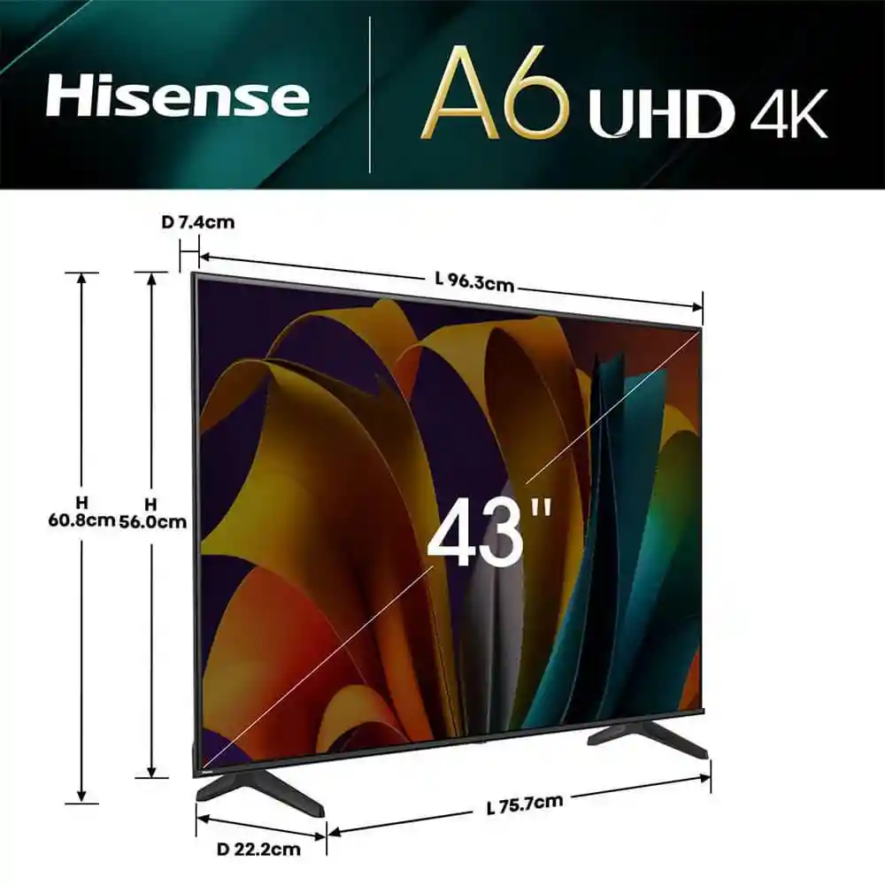 Televisor Hisense 43 Pulgadas Led Uhd4k Smart Tv 43a6n