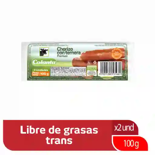 Colanta Chorizo con Ternera Premium Duopack X 100 g