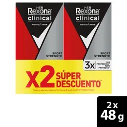 Oferta Desodorante Rexona en Crema Men Clinical Sport Strength 2X48gr