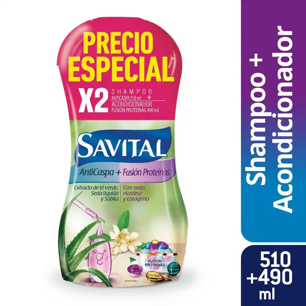 Savital Shampoo Anticaspa + Acondicionador Fusión Pro