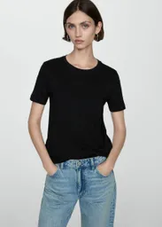 Camiseta Chalaca Negro Talla XS Mujer Mango