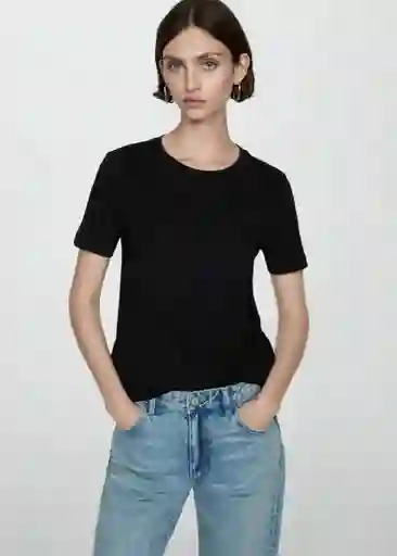 Camiseta Chalaca Negro Talla XS Mujer Mango