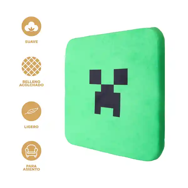 Cojín Para Asiento Cuadrada Creeper Serie Minecraft Verde Miniso