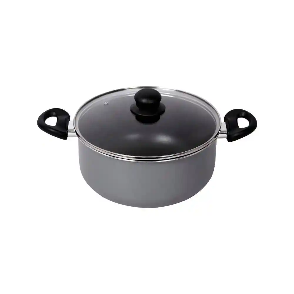 Olla Finlandek Aluminio 24x11.5 Cm Con Tapa de Vidrio&nbsp 1 Pieza Gris