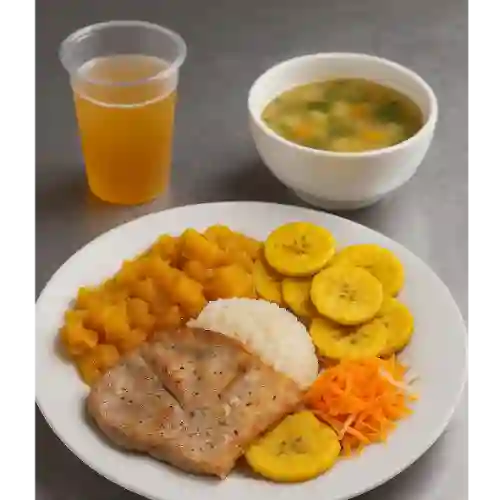 Cerdo Asado con Verdura Caliente