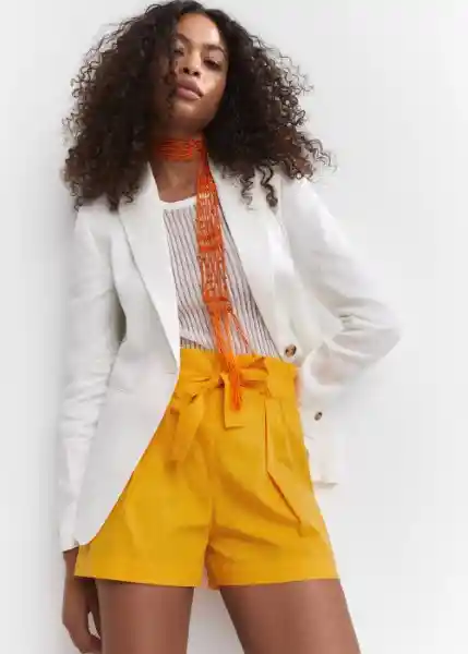 Short Paper Mostaza Talla L Mujer Mango