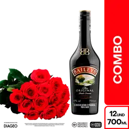 Combo Bouquet Rosas Rojas Premium + Baileys Crema Whisky