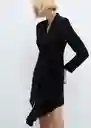 Vestido Pleaty Negro Talla M Mujer Mango