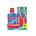 Enjuague Bucal Colgate Plax Ice 250ml y Crema Dental Colgate Triple Acción 75ml x 2