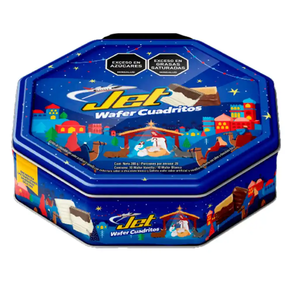 Jet Galletas Wafer Cuadritos de Navidad Lata