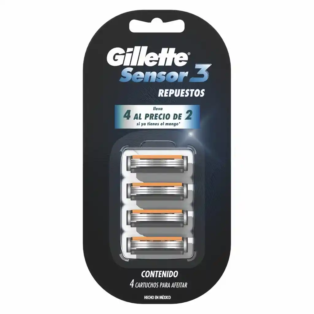 Gillette Sensor3 Repuestos Para Afeitar 4 Unidades