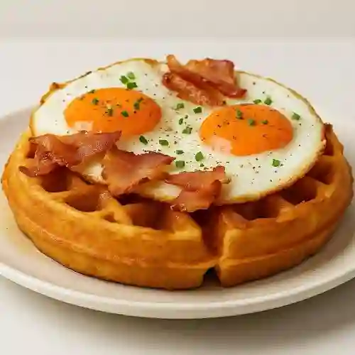 Waffle con Huevo y Tocineta
