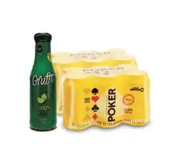 Mezclador Grufft Limón 360 mL + 12 Pack Poker 330 mL