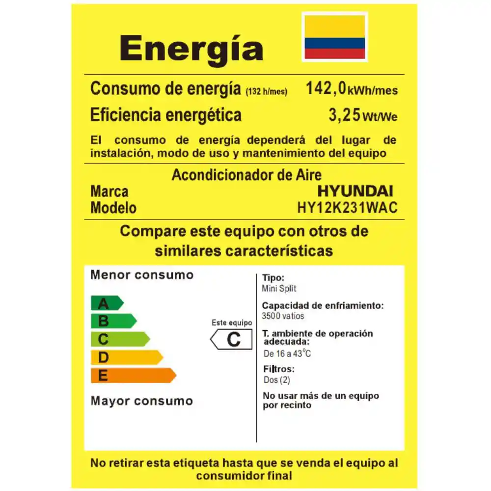 Aire Acondicionado Inverter Hyundai 12000 Btu 220 V Hy12k231wac